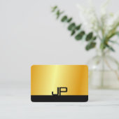 Moderne monogram Elegant Black Gold Sjabloon Visitekaartje (Staand voorkant)