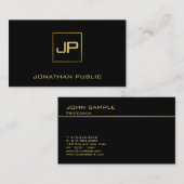Moderne monogram Elegant Black Gold Sjabloon Visitekaartje (Voorkant / Achterkant)