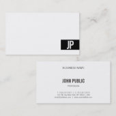 Moderne monogram Elegant Black White Minimalist Visitekaartje (Voorkant / Achterkant)