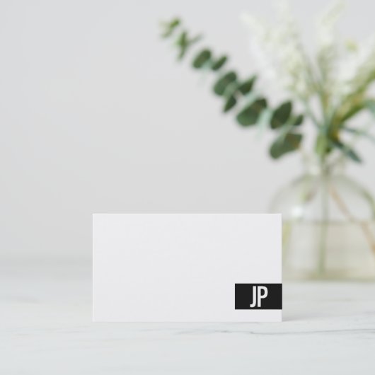 Moderne monogram Elegant Black White Minimalist Visitekaartje (Staand voorkant)