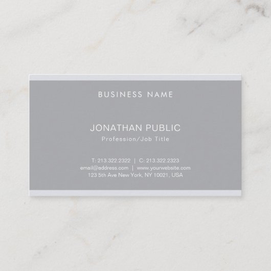 Moderne monogram elegant eenvoudige grijze profess visitekaartje (Achterkant)