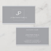 Moderne monogram elegant eenvoudige grijze profess visitekaartje (Voorkant / Achterkant)