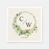 Moderne monogram Elegant Eucalyptus Servet (Voorkant)