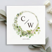 Moderne monogram Elegant Eucalyptus Servet