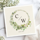 Moderne monogram Elegant Eucalyptus Servet