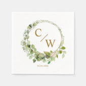 Moderne monogram Elegant Eucalyptus Servet (Voorkant)