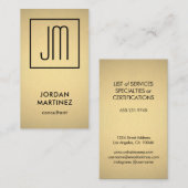 Moderne monogram Elegant Faux Gold Foil & Black Visitekaartje (Voorkant / Achterkant)