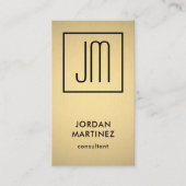 Moderne monogram Elegant Faux Gold Foil & Black Visitekaartje (Voorkant)