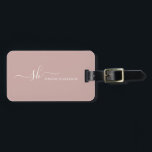 Moderne monogram elegant kalligrafie op maat bagagelabel<br><div class="desc">Moderne persoonlijke monogram visitekaartje houder met trendy script kalligrafie en minimalistisch typografisch ontwerp. Dit is de ivoor-/zwarte versie.</div>