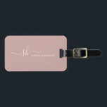 Moderne monogram elegant kalligrafie op maat bagagelabel<br><div class="desc">Moderne persoonlijke monogram visitekaartje houder met trendy script kalligrafie en minimalistisch typografisch ontwerp. Dit is de ivoor-/zwarte versie.</div>