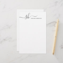 Moderne monogram elegant kalligrafie op maat briefpapier