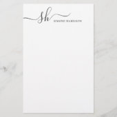 Moderne monogram elegant kalligrafie op maat briefpapier (Voorkant)