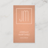 Moderne monogram elegant koperen Folie Verticaal Visitekaartje (Voorkant)