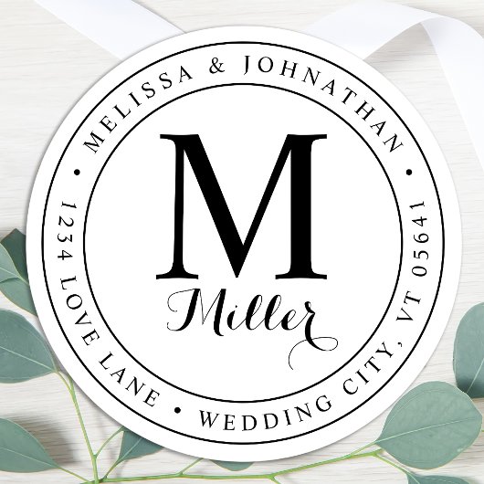 Moderne monogram Elegant Return Address Label