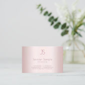 Moderne monogram elegant Roos Gold Colour Minimali Visitekaartje (Staand voorkant)