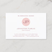 Moderne monogram Elegant Roze White Professional Visitekaartje (Achterkant)