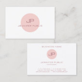 Moderne monogram Elegant Roze White Professional Visitekaartje (Voorkant / Achterkant)