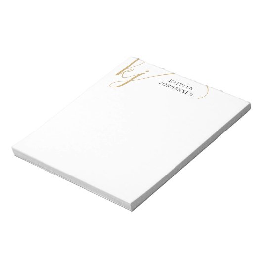Moderne monogram Elegant Script Initialen zwart Notitieblok (Linkerzijde)