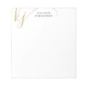 Moderne monogram Elegant Script Initialen zwart Notitieblok (Voorkant)