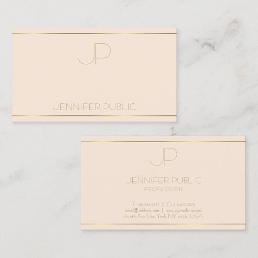 Moderne monogram Elegant Sjabloon Professional Visitekaartje (Voorkant / Achterkant)