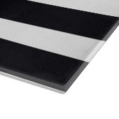 Moderne monogram elegant zwart-wit stripe snijplank (Hoek)