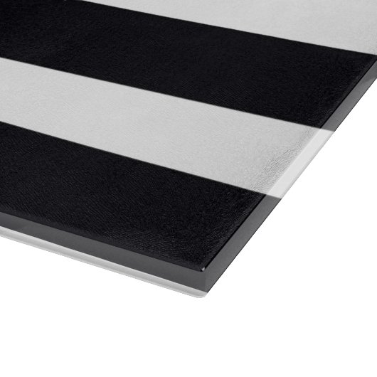 Moderne monogram elegant zwart-wit stripe snijplank (Hoek)