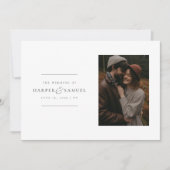 Moderne Monogram Elegante Fotobruiloft Kaart (Voorkant)