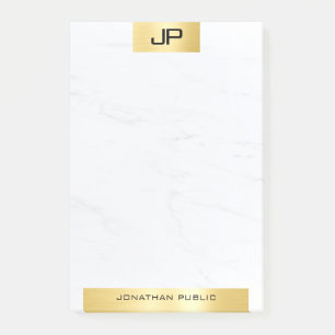 Moderne Monogram Elegante Gouden Marmeren Sjabloon Post-it® Notes