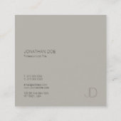 Moderne Monogram Elegante Professionele Sjabloon Vierkante Visitekaartje (Achterkant)
