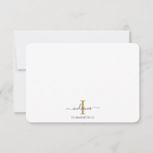 Moderne Monogram Elegante Script Bedankt Notitiekaartje