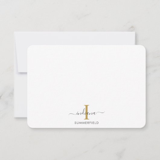 Moderne Monogram Elegante Script Bedankt Notitiekaartje (Voorkant)