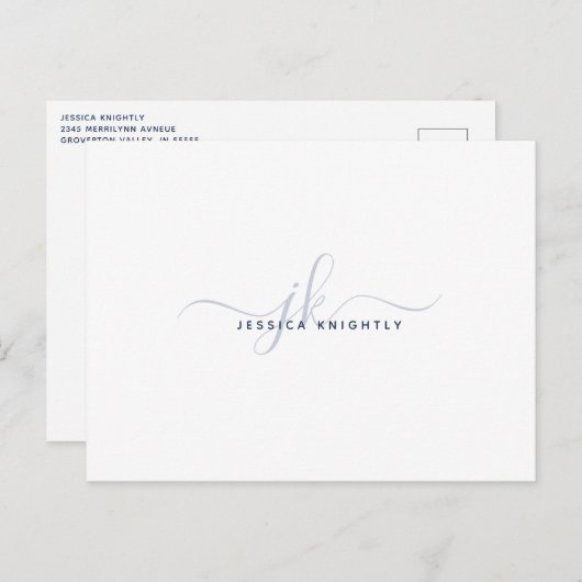Moderne Monogram Elegante Script Beginletters Donk Briefkaart (Voorkant / Achterkant)