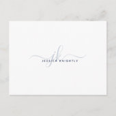 Moderne Monogram Elegante Script Initiaal Marinebl Briefkaart (Voorkant)