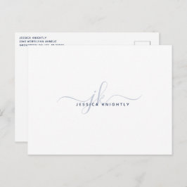 Moderne Monogram Elegante Script Initialen Marineb Briefkaart