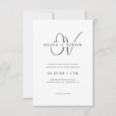 Moderne Monogram Elegante Trouwuitnodiging Kaart (Voorkant)
