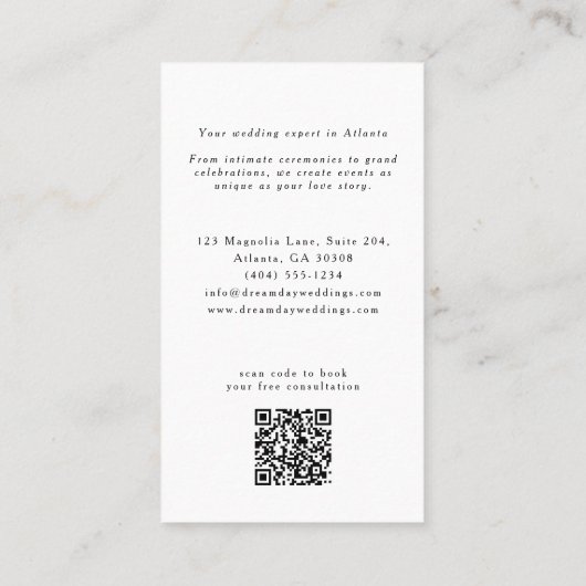 Moderne Monogram Elegante Weddingplanner Foto Visitekaartje (Achterkant)