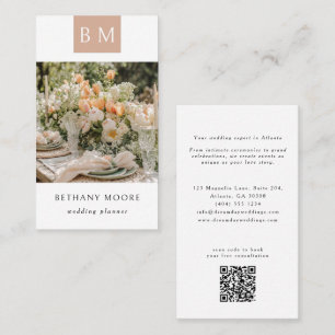 Moderne Monogram Elegante Weddingplanner Foto Visitekaartje