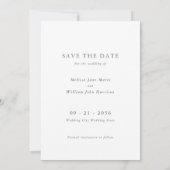 Moderne Monogram Elegante Zwarte & Witte Huwelijk Save The Date (Achterkant)