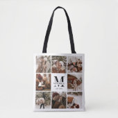 Moderne Monogram en Fotocollage Gepersonaliseerd Tote Bag (Voorkant)