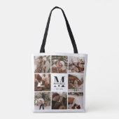 Moderne Monogram en Fotocollage Gepersonaliseerd Tote Bag (Achterkant)