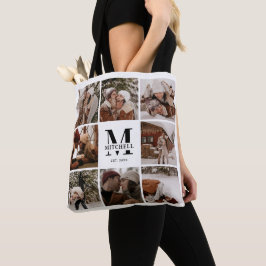Moderne Monogram en Fotocollage Gepersonaliseerd Tote Bag