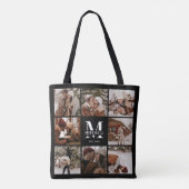Moderne Monogram en Fotocollage Gepersonaliseerd Tote Bag (Achterkant)