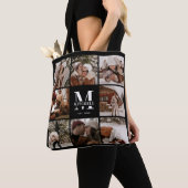 Moderne Monogram en Fotocollage Gepersonaliseerd Tote Bag (Dichtbij)