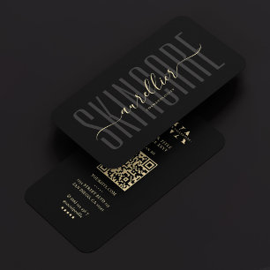Moderne Monogram Esthetische Zwarte Huidverzorging Visitekaartje