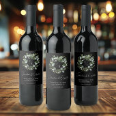 Moderne Monogram Eucalyptus Krans | Zwart Wijn Etiket