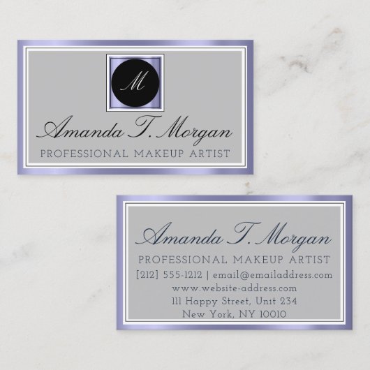 Moderne Monogram Event Planner ingelijst Smoky Blu Visitekaartje (Voorkant / Achterkant)