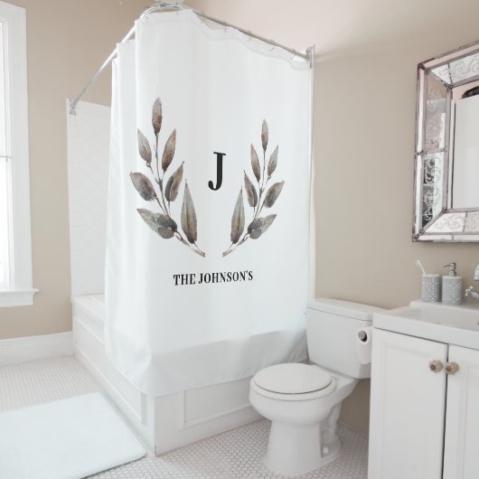 Moderne monogram familie douchegordijn (In situ)