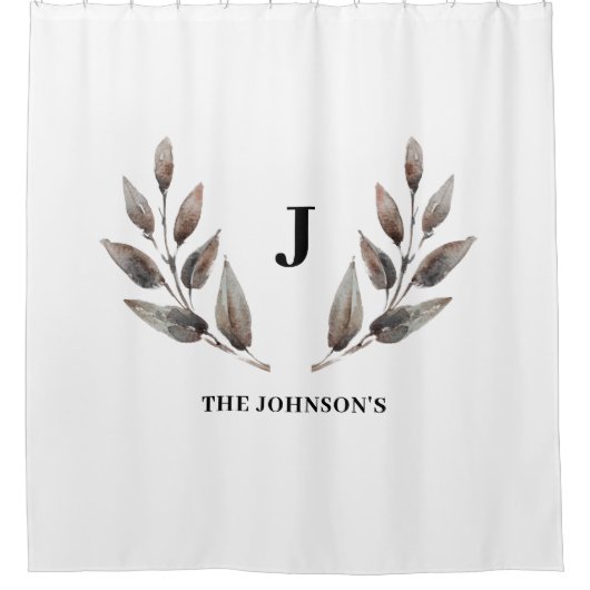 Moderne monogram familie douchegordijn (Voorkant)