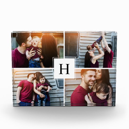 Moderne Monogram Familie Fotocollage Fotoblokken (Voorkant)