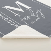 Moderne monogram familie marine grijs stijlvolle s sherpa deken (3/4)